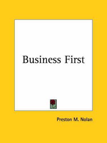 Cover image for Business First (1928)
