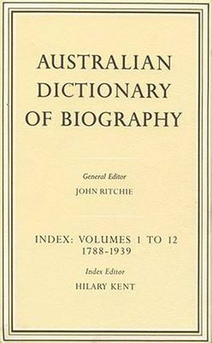 Cover image for Australian Dictionary of Biography Index