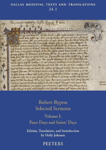 Cover image for Robert Rypon, Selected Sermons. Volume 1: Feast Days and Saints' Days