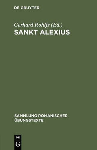Cover image for Sankt Alexius: Altfranzoesische Legendendichtung Des 11. Jahrhunderts