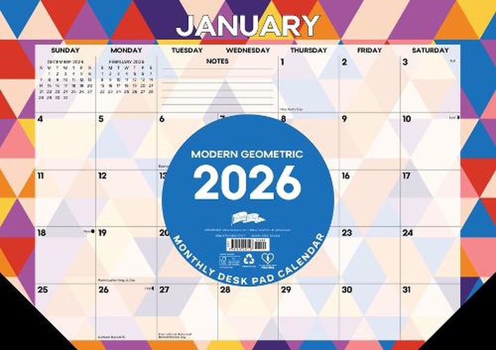 Cover image for Modern Geometric 2026 17 X 12 Small Monthly Deskpad