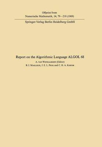 Cover image for Report of Algorithmic Language ALGOL 68