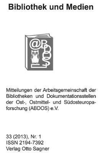 Cover image for Bibliothek Und Medien 33 (2013). Nr. 1