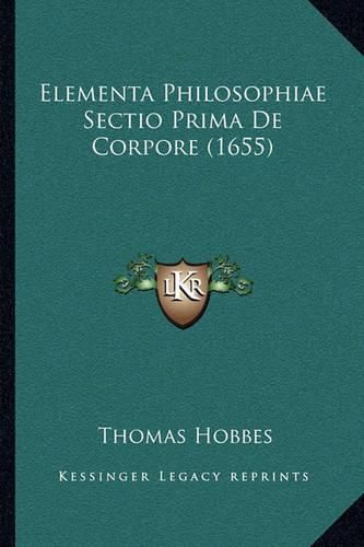 Cover image for Elementa Philosophiae Sectio Prima de Corpore (1655)