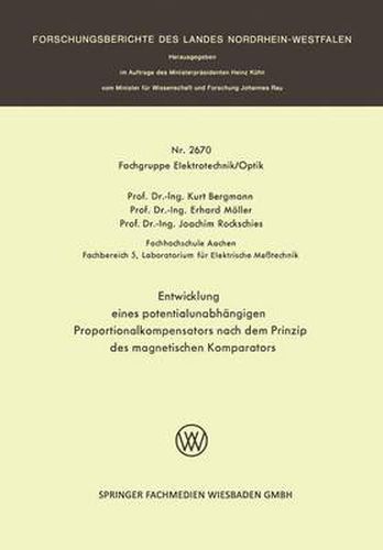 Entwicklung Eines Potentialunabhangigen Proportionalkompensators Nach Dem Prinzip Des Magnetischen Komparators