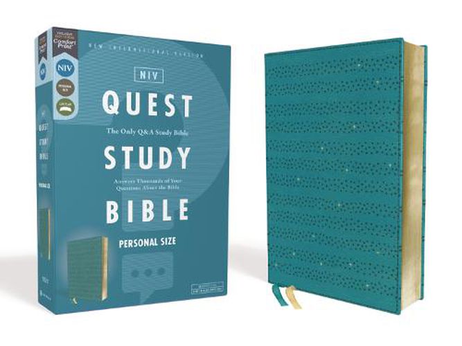 Cover image for NIV, Quest Study Bible, Personal Size, Leathersoft, Teal, Comfort Print: The Only Q and A Study Bible