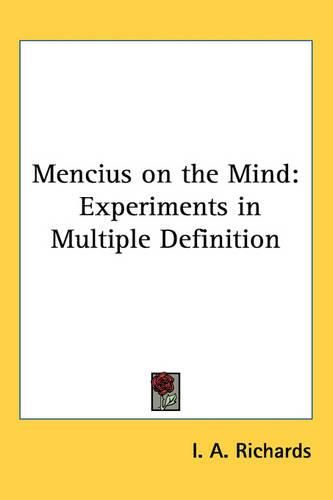 Cover image for Mencius on the Mind: Experiments in Multiple Definition