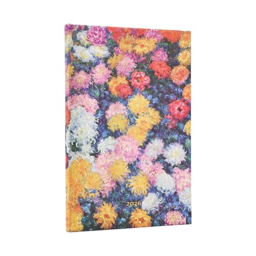 Cover image for 2026 Monet's Chrysanthemums Maxi 12-month Horizontal Hardcover Flexi Dayplanner 2026 (Elastic Band Closure)