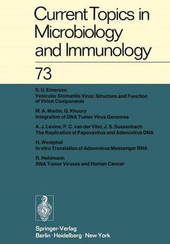 Current Topics in Microbiology and Immunology / Ergebnisse der Mikrobiologie und Immunitatsforschung: Volume 73