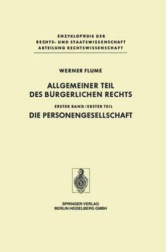 Cover image for Allgemeiner Teil Des Burgerlichen Rechts: Erster Teil Die Personengesellschaft