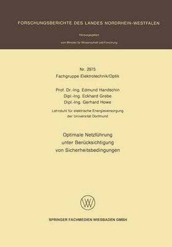 Cover image for Optimale Netzfuhrung Unter Berucksichtigung Von Sicherheitsbedingungen