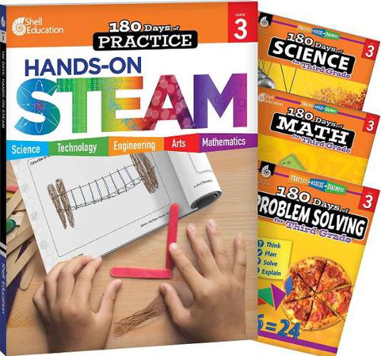 Cover image for 180 Days (TM): STEAM, Science, Math, & Problem Solving Grade 3: 4-Book Set