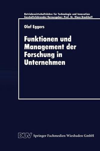 Cover image for Funktionen Und Management Der Forschung in Unternehmen