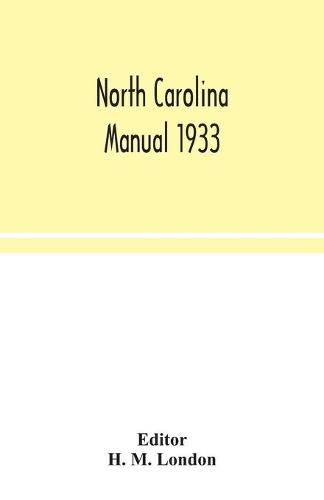 Cover image for North Carolina manual 1933