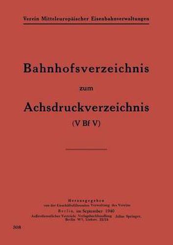Cover image for Bahnhofsverzeichnis Zum Achsdruckverzeichnis