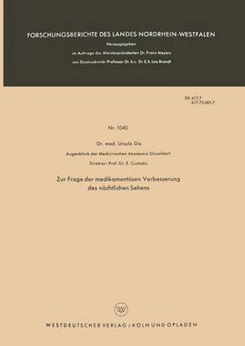 Cover image for Zur Frage Der Medikamentoesen Verbesserung Des Nachtlichen Sehens