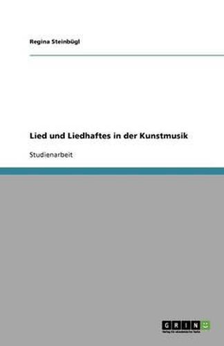 Cover image for Lied und Liedhaftes in der Kunstmusik