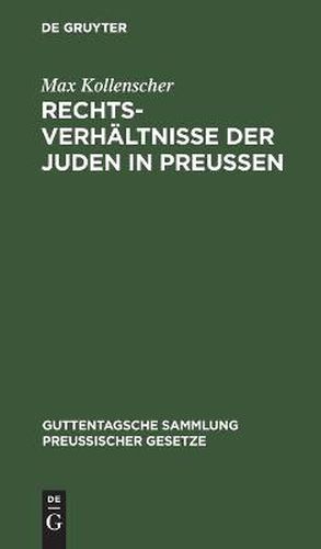 Cover image for Rechtsverhaltnisse Der Juden in Preussen