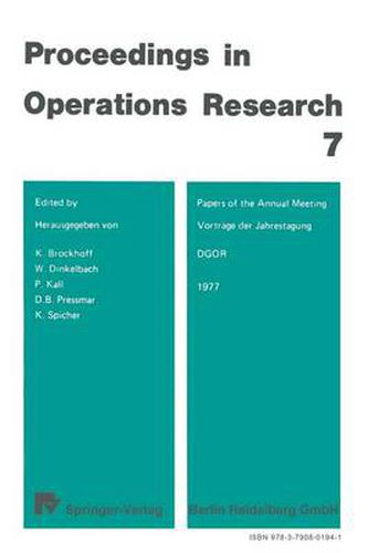 Cover image for Vortrage Der Jahrestagung 1977 / Papers of the Annual Meeting 1977 DGOR