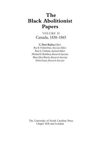 Cover image for The Black Abolitionist Papers, Volume II: Canada, 1830-1865