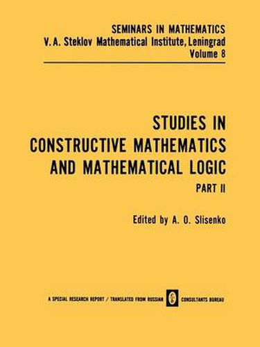 Cover image for Studies in Constructive Mathematics and Mathematical Logic Part 2