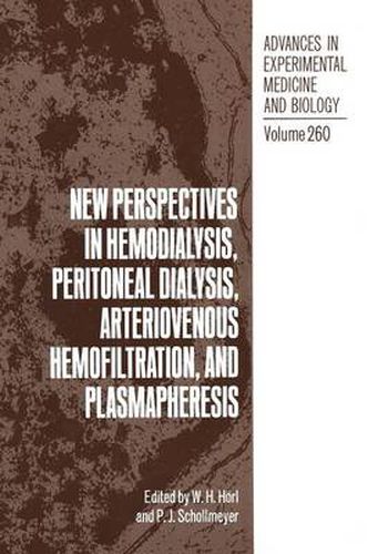 Cover image for New Perspectives in Hemodialysis, Peritoneal Dialysis, Arteriovenous Hemofiltration, and Plasmapheresis