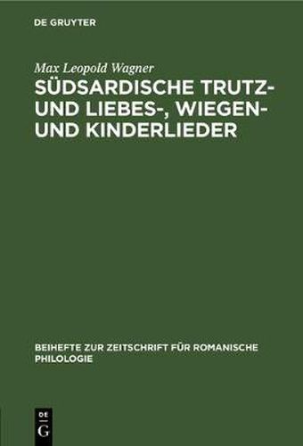 Cover image for Sudsardische Trutz- Und Liebes-, Wiegen- Und Kinderlieder