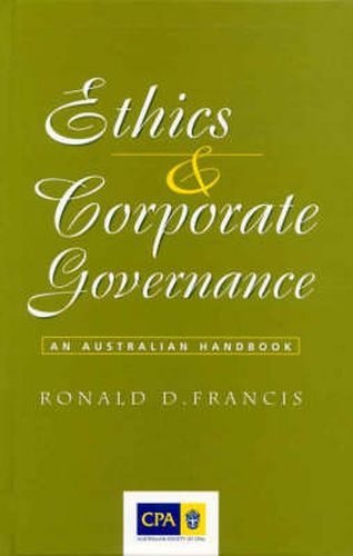 Cover image for Ethics and Corporate Governance: an Australian Handbook