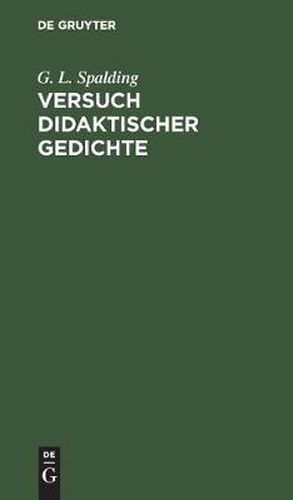 Cover image for Versuch didaktischer Gedichte