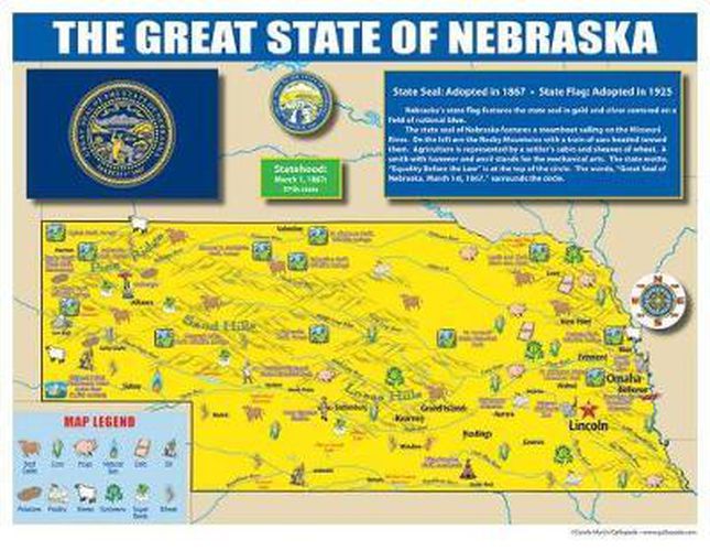 Nebraska State Map for Students - Pack of 30