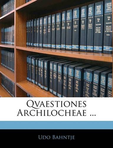 Cover image for Qvaestiones Archilocheae ...