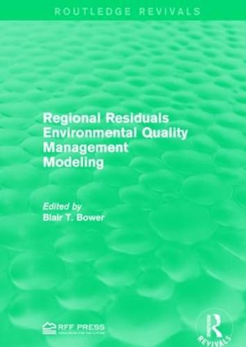 Cover image for Regional Residuals Environmental Quality Management Modeling