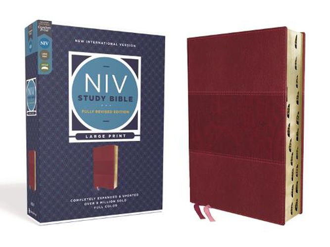 Cover image for NIV Study Bible, Fully Revised Edition, Large Print, Leathersoft, Burgundy, Red Letter, Thumb Indexed, Comfort Print