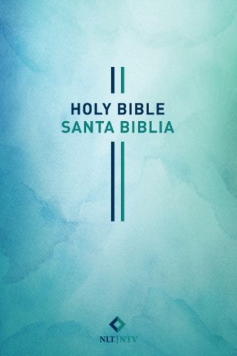 Cover image for Bilingual Bible / Biblia Bilinguee Nlt/Ntv (Softcover, Blue Watercolor)