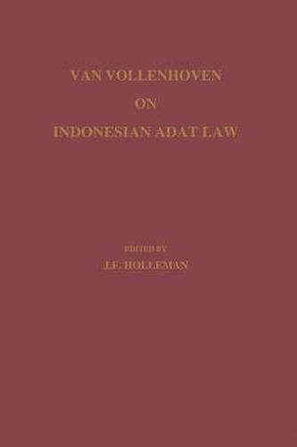 Cover image for Van Vollenhoven on Indonesian Adat Law