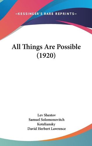 Cover image for All Things Are Possible (1920)