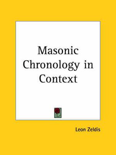 Cover image for Masonic Chronology in Context