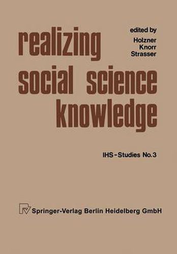 Cover image for Realizing Social Science Knowledge: The Political Realization of Social Science Knowledge and Research: Toward New Scenarios