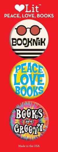 Cover image for Peace, Love and Books 3 Badge Set