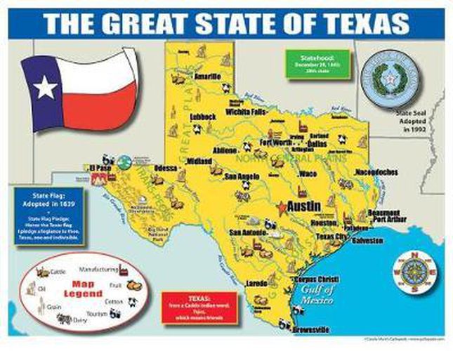 Texas State Map for Students - Pack of 30
