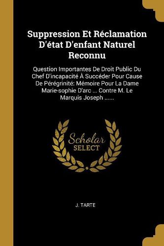 Cover image for Suppression Et Reclamation D'etat D'enfant Naturel Reconnu