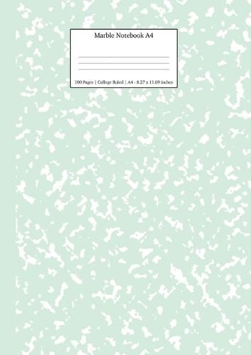 Cover image for Marble Notebook A4: Mint Green College Ruled Journal