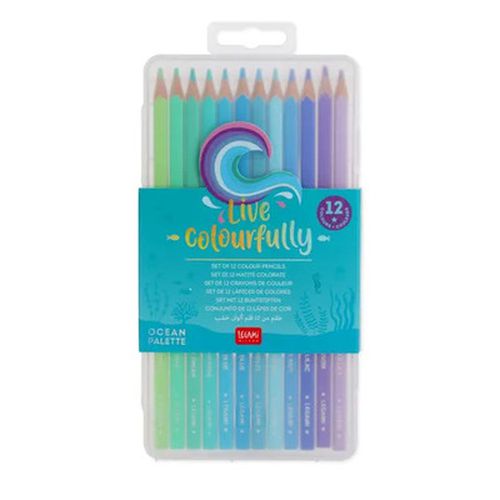 Cover image for Live Colourfully Set of 12 Colouring Pencils - Ocean Palette