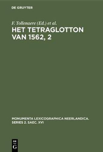 Cover image for Het Tetraglotton van 1562, 2