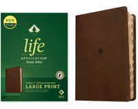 Cover image for NLT Life Application Study Bible, Third Edition, Large Print (Leatherlike, Rustic Brown Leaf, Indexed, Red Letter)