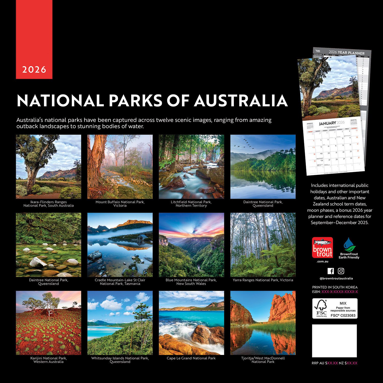 National Parks of Australia 2026 Square Calendar