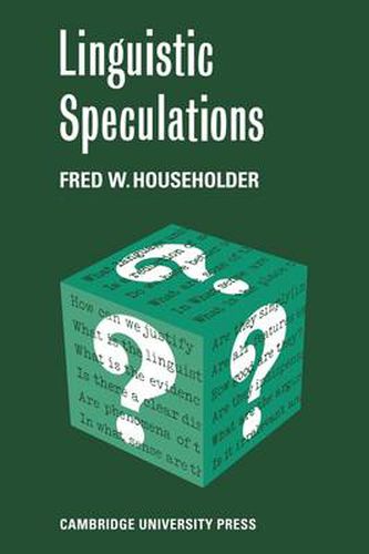 Cover image for Linguistic Speculations