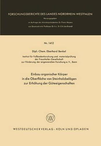 Cover image for Einbau Organischer Koerper in Die Oberflache Von Steinholzbelagen Zur Erhoehung Der Guteeigenschaften