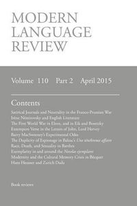 Cover image for Modern Language Review (110: 2) April 2015