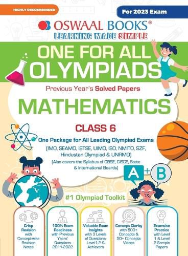 Cover image for Oswaal One For All Olympiad Previous Years' Solved Papers, Class-6 Mathematics Book (For 2023 Exam)